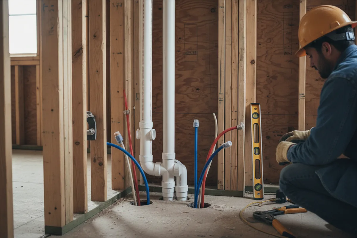 Drain and supply rough-in during Garbage Disposal Repair in Picayune