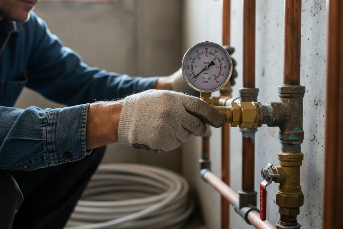 Pressure testing a repaired line during Water Line Repair in Picayune